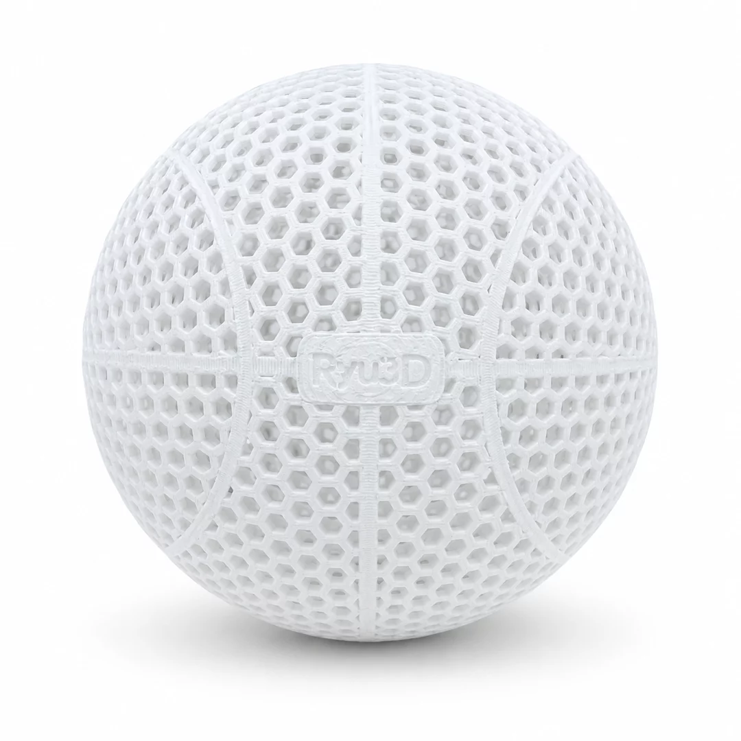 Airless 靭 -JIN- basketball, white, with Ryu3D logo